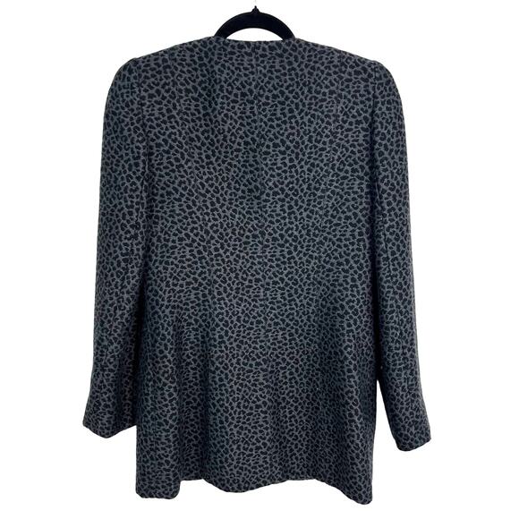Carlisle Black Grey Leopard Print Wool Button Front Suit Jacket Womens 4 - Picture 4 of 6